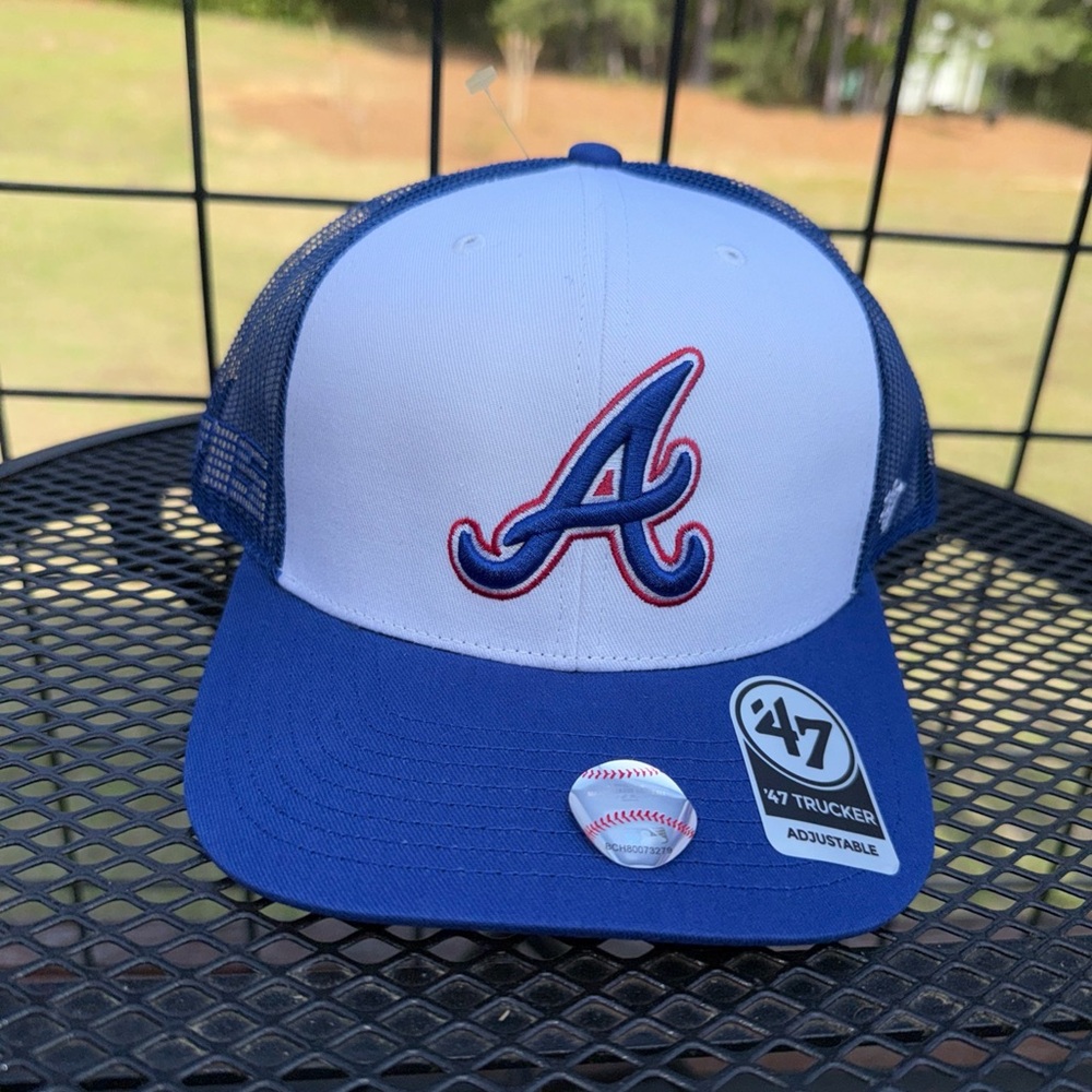 47 Brand Atlanta Braves Cooperstown Blue and White Trucker Hat